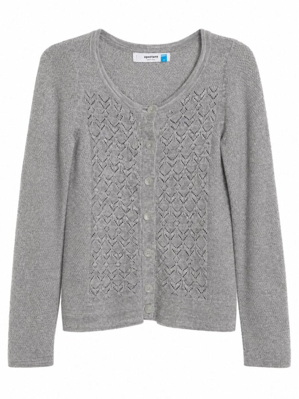 ANTHROPOLOGIE SPARROW Cottagecore Gray Pointelle Long Sleeve Cardigan Size S